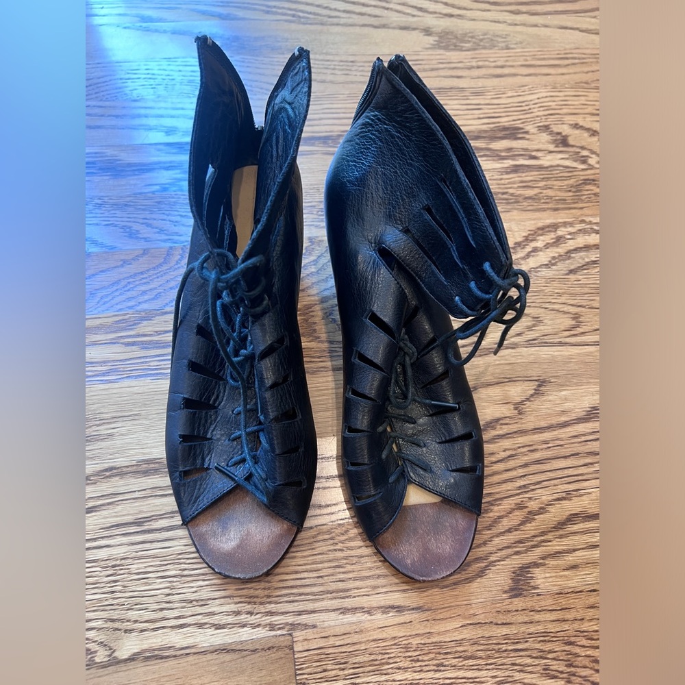 Lace Up Zippered Italian Leather Boots